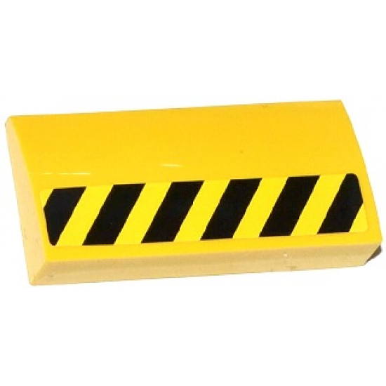 Slope, Curved 2 x 4 x 2/3 with Bottom Tubes with Black and Yellow Danger Stripes Half Height Pattern Model Right Side (Sticker) - Set 70814