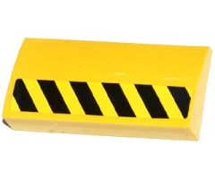 Slope, Curved 2 x 4 x 2/3 with Bottom Tubes with Black and Yellow Danger Stripes Half Height Pattern Model Left Side (Sticker) - Set 70814