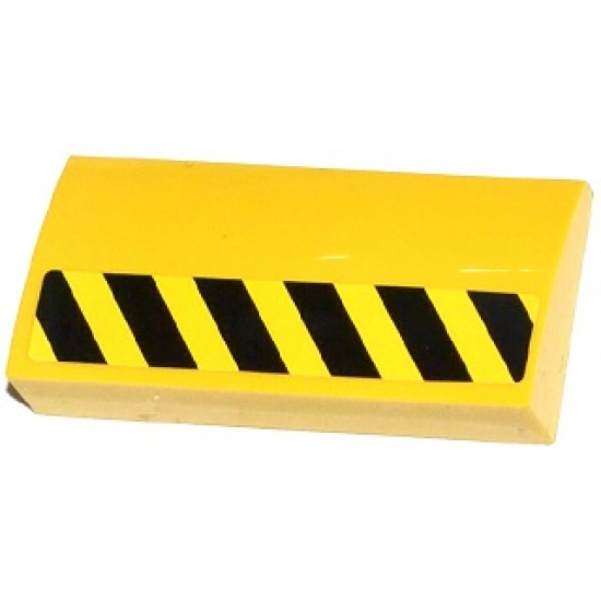 Slope, Curved 2 x 4 x 2/3 with Bottom Tubes with Black and Yellow Danger Stripes Half Height Pattern Model Left Side (Sticker) - Set 70814