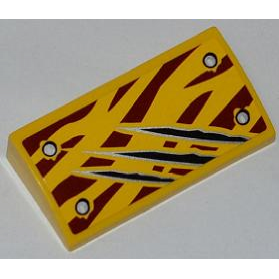 Slope, Curved 2 x 4 x 2/3 with Bottom Tubes with 4 Rivets and Claw Scratch Marks on Dark Red Tiger Stripes Pattern (Sticker) - Set 5887