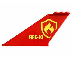 Tail 12 x 2 x 5 with Yellow and Red Fire Logo Badge and Yellow 'FIRE-10' Pattern on Both Sides (Stickers) - Set 60217