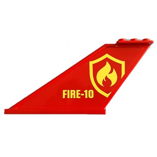 Tail 12 x 2 x 5 with Yellow and Red Fire Logo Badge and Yellow 'FIRE-10' Pattern on Both Sides (Stickers) - Set 60217