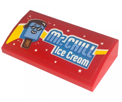 Slope, Curved 2 x 4 x 2/3 with Bottom Tubes with 'Mr.CHILL Ice Cream' Pattern (Sticker) - Set 60253