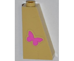 Slope 75 2 x 1 x 3 with Pink Butterfly Pattern (Sticker) - Set 3189