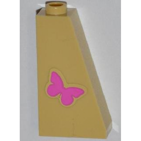 Slope 75 2 x 1 x 3 with Pink Butterfly Pattern (Sticker) - Set 3189