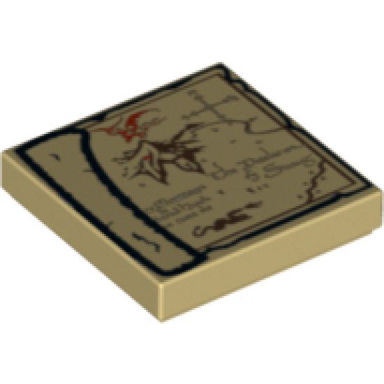 Tile 2 x 2 with Map Lonely Mountain, Desolation of Smaug Pattern