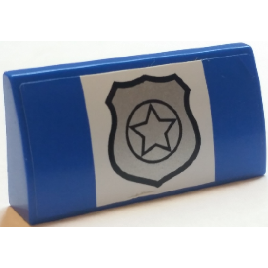 Slope, Curved 2 x 4 x 2/3 with Bottom Tubes with Police Badge Pattern (Sticker) - Set 60045