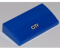 Slope, Curved 2 x 4 x 2/3 with Bottom Tubes with Black and White 'CiTY' on Blue Background Pattern (Sticker) - Set 60117