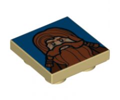 Tile, Modified 2 x 2 Inverted with Red-Haired Dwarf on Blue Background Pattern