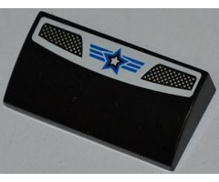 Slope, Curved 2 x 4 x 2/3 with Bottom Tubes with Double Vent Grille, Blue Lines and White Star with Blue Outline Pattern (Sticker) - Set 8301
