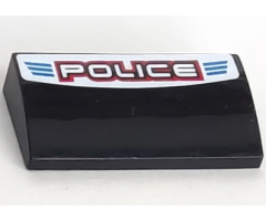 Slope, Curved 2 x 4 x 2/3 with Bottom Tubes with 'POLICE' Red Outline and Blue Lines Pattern (Sticker) - Set 8301
