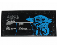 Tile, Modified 6 x 12 with Studs on Edges with Star Wars Logo and 'The Child' Pattern (Sticker) - Set 75318