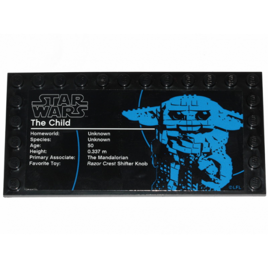 Tile, Modified 6 x 12 with Studs on Edges with Star Wars Logo and 'The Child' Pattern (Sticker) - Set 75318