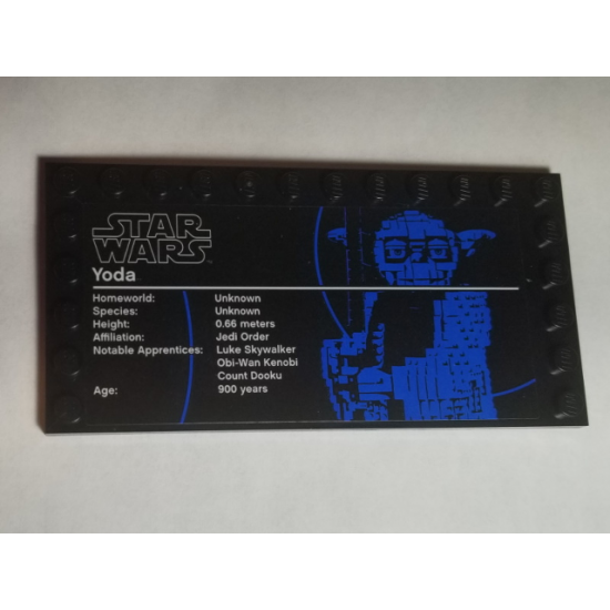 Tile, Modified 6 x 12 with Studs on Edges with Star Wars Logo and 'Yoda' Pattern (Sticker) - Set 75255