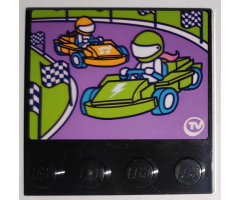 Tile, Modified 4 x 4 with Studs on Edge with Checkered Flags and Go-Karts on Racetrack Pattern (Sticker) - Set 41340