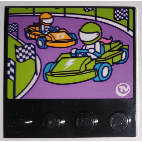 Tile, Modified 4 x 4 with Studs on Edge with Checkered Flags and Go-Karts on Racetrack Pattern (Sticker) - Set 41340