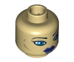 Minifigure, Head Dual Sided Alien with SW Luminara Unduli Purple Lips and Large Blue Eyes / Protective Eye Mask Pattern - Hollow Stud