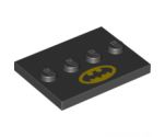 Tile, Modified 3 x 4 with 4 Studs in Center with Batman Logo Pattern