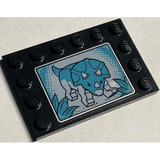 Tile, Modified 4 x 6 with Studs on Edges with Monitor Screen with Triceratops Pattern (Sticker) - Set 75939