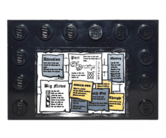 Tile, Modified 4 x 6 with Studs on Edges with Brick Wall with Posters and Notices Pattern (Sticker) - Set 10217