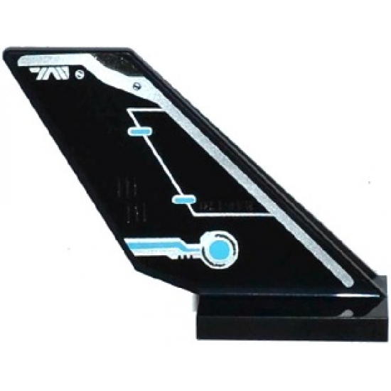 Tail Shuttle with Rudder and Silver and Medium Azure Circuitry Pattern on Right Side (Sticker) - Set 70170