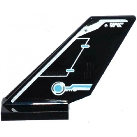 Tail Shuttle with Rudder and Silver and Medium Azure Circuitry Pattern on Left Side (Sticker) - Set 70170