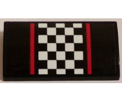 Slope, Curved 2 x 4 x 2/3 with Bottom Tubes with Red Stripes and Black and White Checkered Pattern (Sticker) - Set 60084