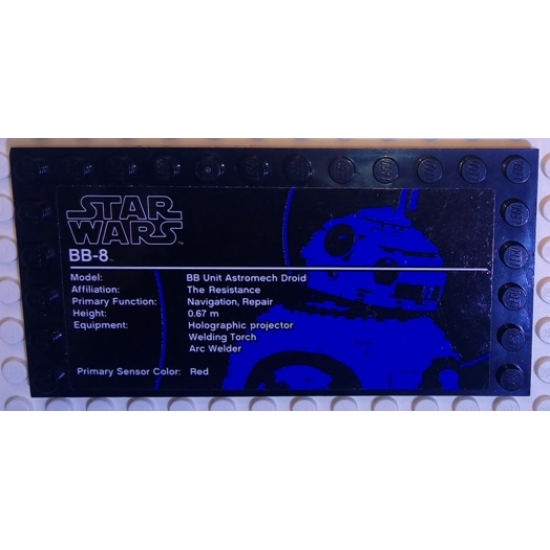 Tile, Modified 6 x 12 with Studs on Edges with Star Wars Logo and 'BB-8' Pattern (Sticker) - Set 75187