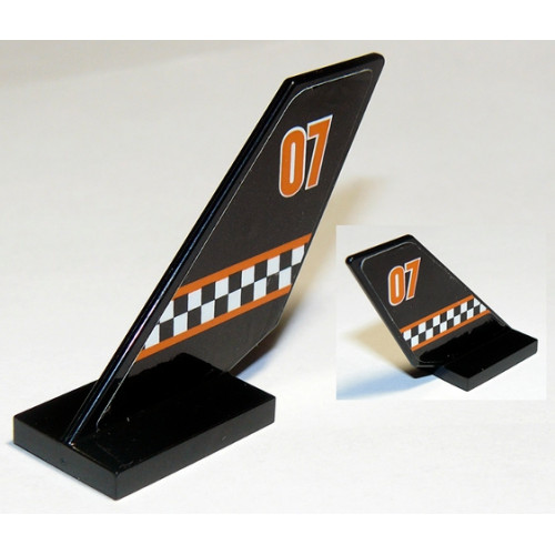 Tail Shuttle with Orange Stripes, '07' and Checkered Pattern on Both Sides (Stickers) - Set 60103
