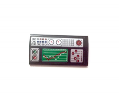 Slope, Curved 2 x 4 x 2/3 with Bottom Tubes with Green Graph and Buttons on Silver Background Pattern (Sticker) - Set 75882