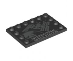 Tile, Modified 4 x 6 with Studs on Edges with 'INTERNATIONAL SPACE STATION' and Space Station Image Pattern