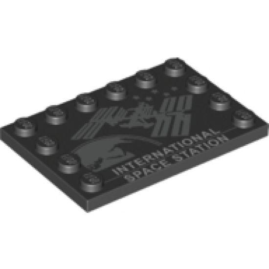 Tile, Modified 4 x 6 with Studs on Edges with 'INTERNATIONAL SPACE STATION' and Space Station Image Pattern