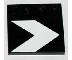 Tile, Modified 4 x 4 with Studs on Edge with SW White Landing Arrow Pattern (Sticker) - Set 10188