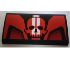 Slope, Curved 2 x 4 x 2/3 with Bottom Tubes with Backyard Blasters Red Skull Logo Pattern (Sticker) - Set 8898