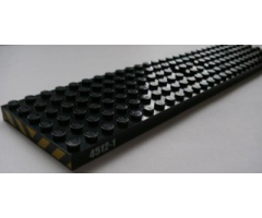 Train Base 6 x 28 with 3 Round Holes Each End with Black / Yellow Danger Stripes (Back/Front) and '4512-1' (Both Sides) Pattern (Stickers) - Set 4512