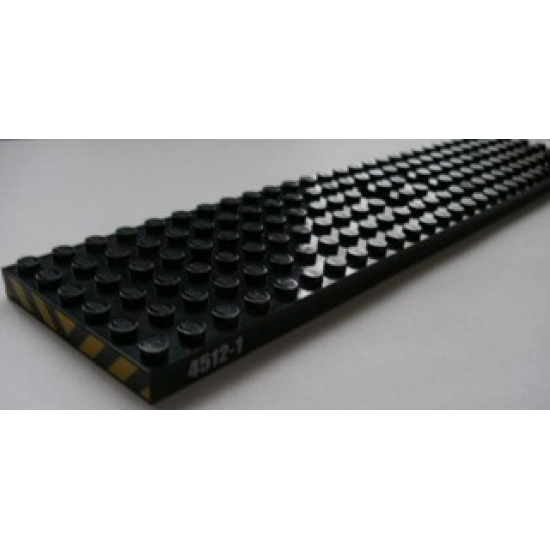 Train Base 6 x 28 with 3 Round Holes Each End with Black / Yellow Danger Stripes (Back/Front) and '4512-1' (Both Sides) Pattern (Stickers) - Set 4512
