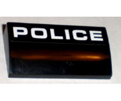 Slope, Curved 2 x 4 x 2/3 with Bottom Tubes with White 'POLICE' Pattern (Sticker) - Set 8211