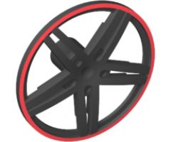 Wheel, Accessory Cover 5 Spoke without Center Stud - 35mm D. - with Red Edge