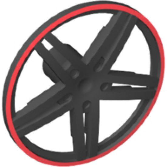 Wheel, Accessory Cover 5 Spoke without Center Stud - 35mm D. - with Red Edge