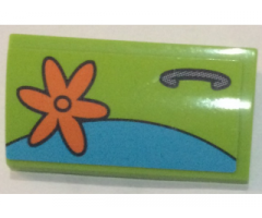 Slope, Curved 2 x 4 x 2/3 with Bottom Tubes with Orange Flower and Door Handle Pattern Model Left Side (Sticker) - Set 75902