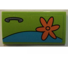 Slope, Curved 2 x 4 x 2/3 with Bottom Tubes with Orange Flower and Door Handle Pattern Model Right Side (Sticker) - Set 75902