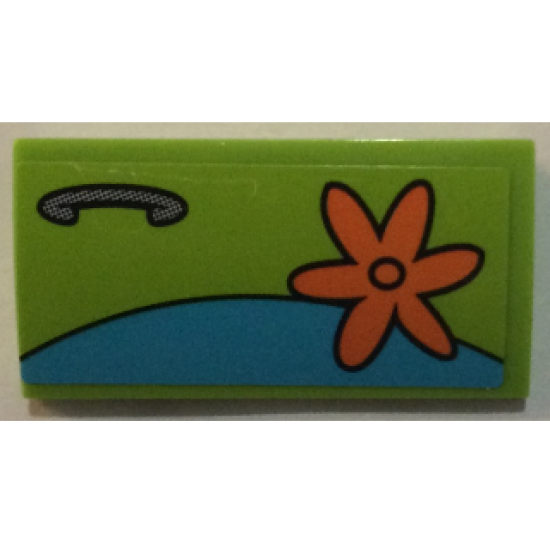 Slope, Curved 2 x 4 x 2/3 with Bottom Tubes with Orange Flower and Door Handle Pattern Model Right Side (Sticker) - Set 75902