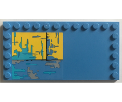 Tile, Modified 6 x 12 with Studs on Edges with Worn Yellow and Blue Panel Pattern (Sticker) - Set 75157