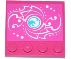 Tile, Modified 4 x 4 with Studs on Edge with Elves Water Power Icon and White Swirls and Dots Pattern (Sticker) - Set 41073