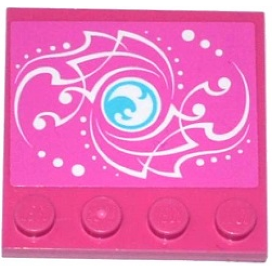 Tile, Modified 4 x 4 with Studs on Edge with Elves Water Power Icon and White Swirls and Dots Pattern (Sticker) - Set 41073