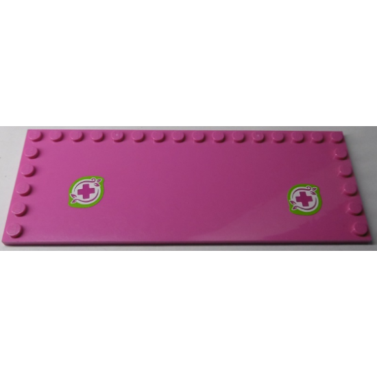 Tile, Modified 6 x 16 with Studs on Edges with Two Magenta Crosses with Lime Border Pattern (Stickers) - Set 41038