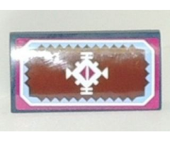 Slope, Curved 2 x 4 x 2/3 with Bottom Tubes with White Geometric Decoration and Light Blue and Magenta Border Pattern (Sticker) - Set 41066