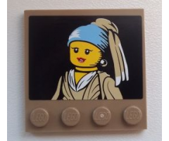 Tile, Modified 4 x 4 with Studs on Edge with Minifigure Painting Pattern (Sticker) - Set 60008