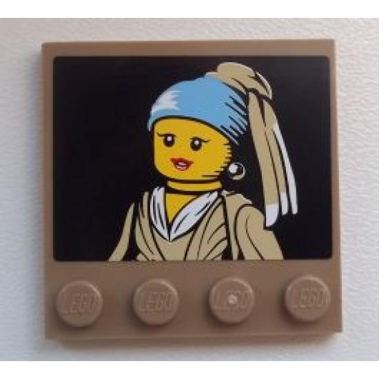 Tile, Modified 4 x 4 with Studs on Edge with Minifigure Painting Pattern (Sticker) - Set 60008