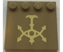 Tile, Modified 4 x 4 with Studs on Edge with Tan Hutt Space Symbol Pattern (Sticker) - Set 75024